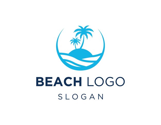 Diseño de logotipo de playa creado con la aplicación Corel Draw 2018 con fondo blanco