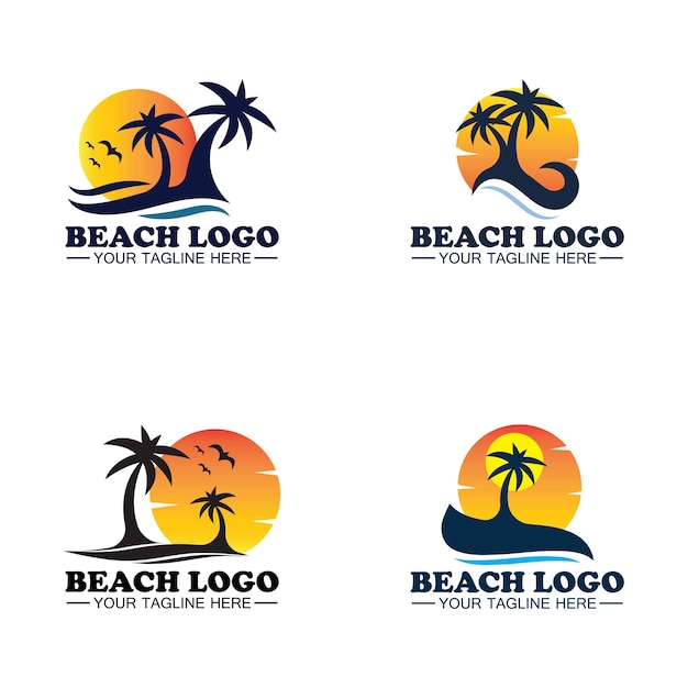 Diseño de logotipo de playa Vector plantilla