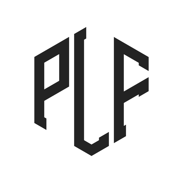 Diseño del logotipo PLF Letra inicial PLF Monograma Logotipo con forma de hexágono