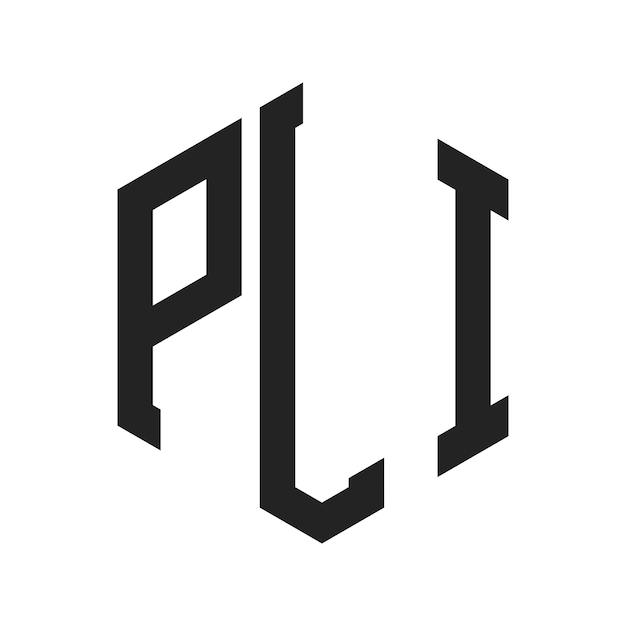 Diseño del logotipo PLI Letra inicial PLI Monograma Logotipo con forma de hexágono