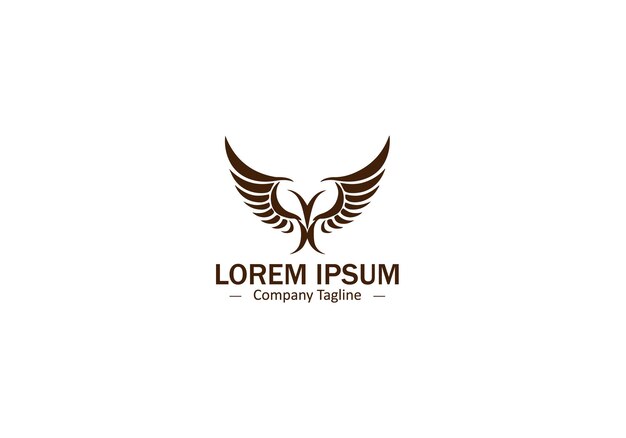 Diseño de logotipo de pluma de ala aislada con elementos de íconos abstractos y modernos