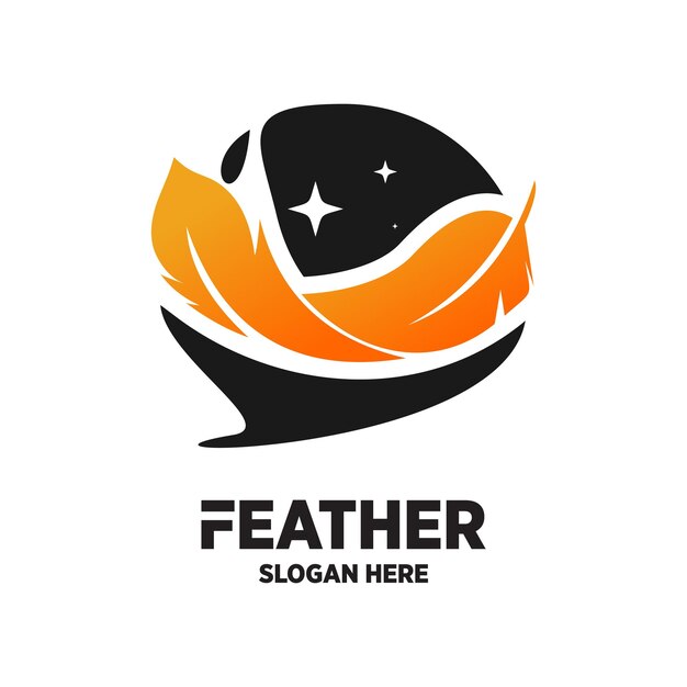 Diseño del logotipo de pluma concepto simple Vector Premium