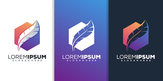 diseño de logotipo de pluma moderna
