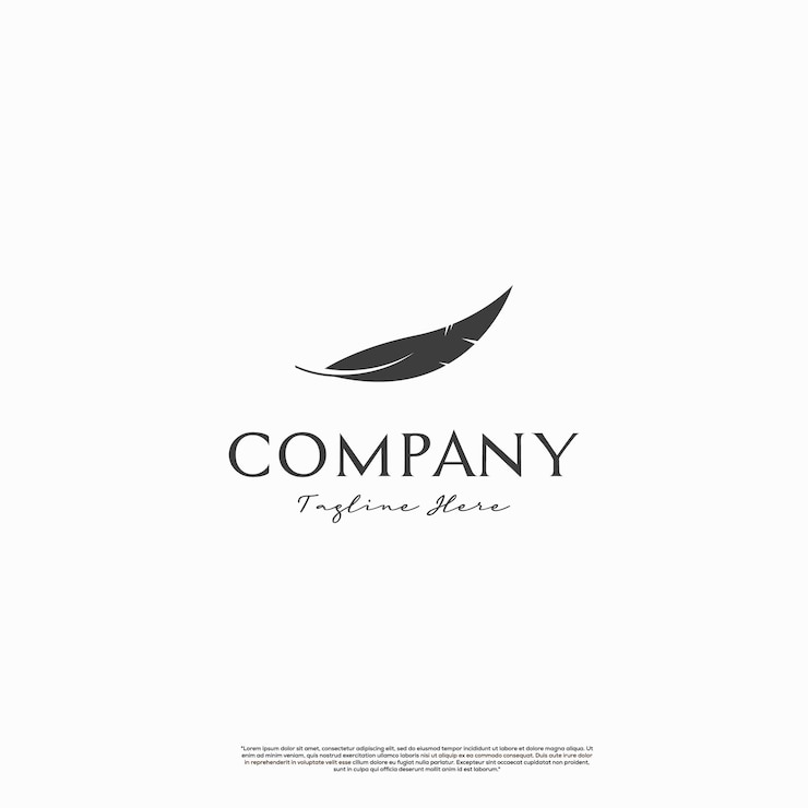 Vector diseño de logotipo de pluma simple sobre fondo aislado