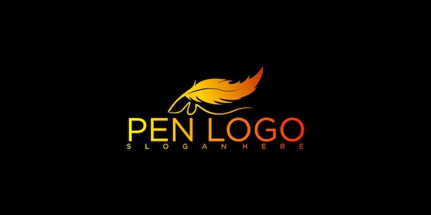 Diseño de logotipo de pluma con el último estilo.