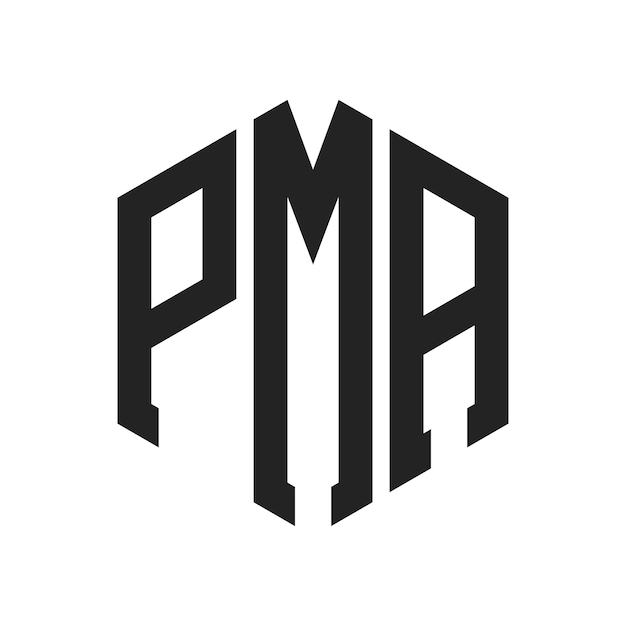 Diseño del logotipo PMA Letra inicial PMA Monograma Logotipo con forma de hexágono