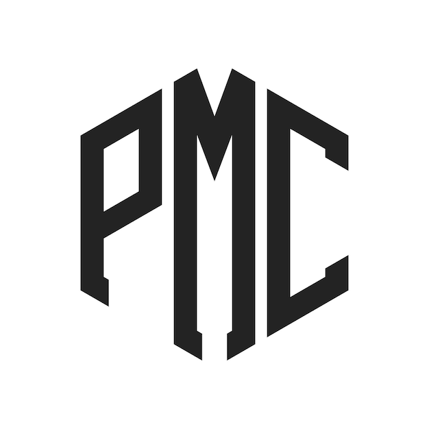Diseño del logotipo de PMC Letra inicial Monograma de PMC Logotipo con forma de hexágono