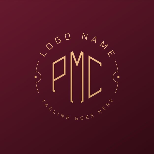 Diseño de logotipo de PMC de lujo Letra elegante PMC Monograma Logotipo minimalista Poligono Modelo de diseño de logotipo PMC