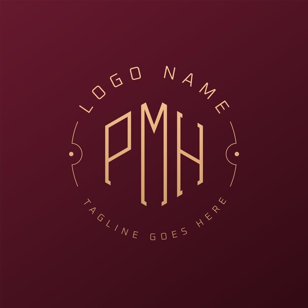 Diseño de logotipo de PMH de lujo Letra elegante PMH Monograma Logotipo minimalista Poligono Template de diseño de logotipo PMH