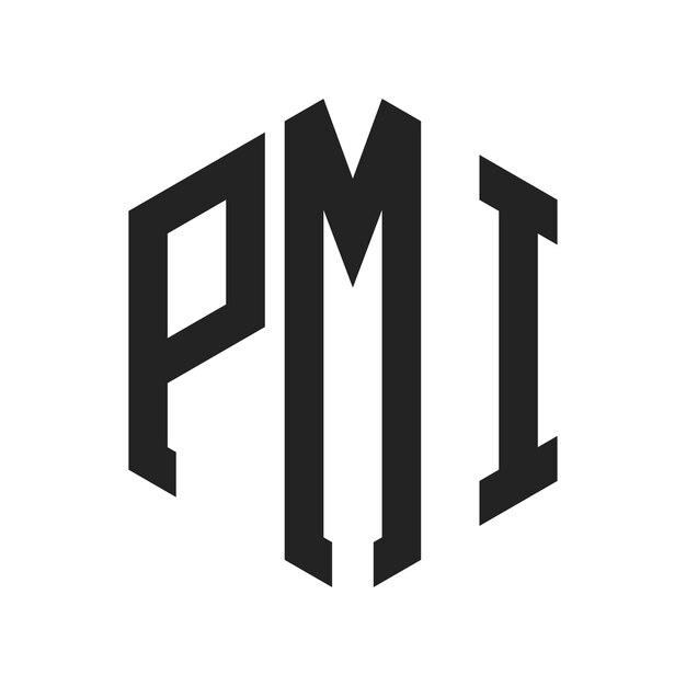 Diseño del logotipo PMI Letra inicial PMI Monograma Logotipo con forma de hexágono
