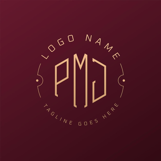 Diseño de logotipo de PMJ de lujo Letra elegante PMJ Monograma Logotipo minimalista Poligono Modelo de diseño de logotipo PMJ