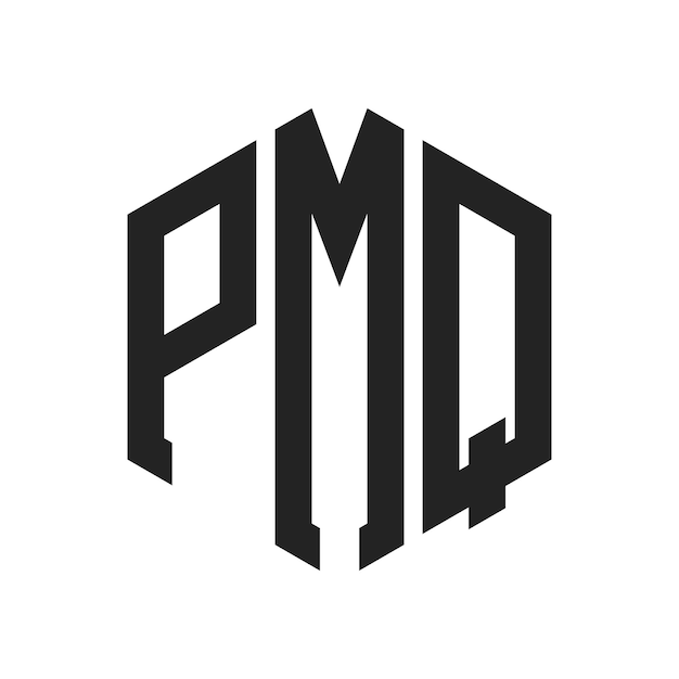 Diseño del logotipo PMQ Letra inicial PMQ Monograma Logotipo con forma de hexágono