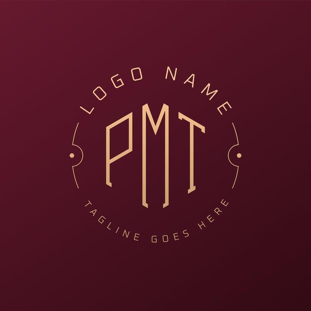 Diseño de logotipo de PMT de lujo Letra elegante PMT Monograma Logotipo minimalista Poligono Modelo de diseño de logotipo PMT