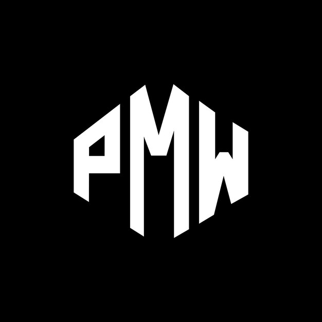 Diseño del logotipo de PMW con letras en forma de polígono PMW diseño del logotipo en forma de póligono y cubo PMW hexágono modelo de logotipo vectorial colores blanco y negro PMW monograma logotipo de negocios y bienes raíces
