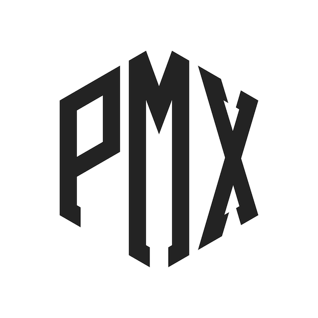 Diseño del logotipo de PMX Letra inicial Monograma de PMX Logotipo con forma de hexágono