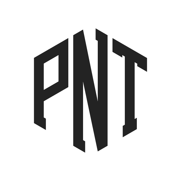 Diseño del logotipo PNT Letra inicial PNT Monograma Logotipo con forma de hexágono