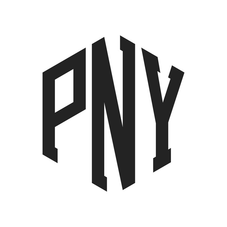 Vector diseño del logotipo de pny letra inicial pny monograma logotipo con forma de hexágono