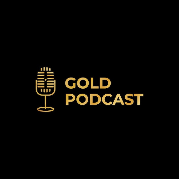 Diseño de logotipo de podcast dorado