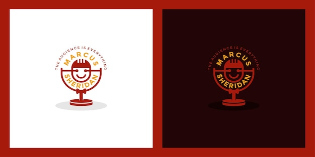 Diseño de logotipo de podcast de micrófono