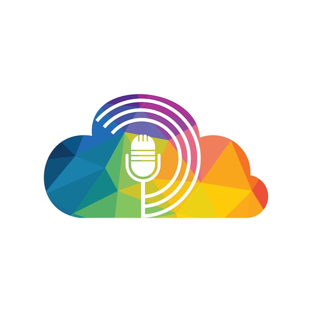 Diseño de logotipo de podcast y nube.