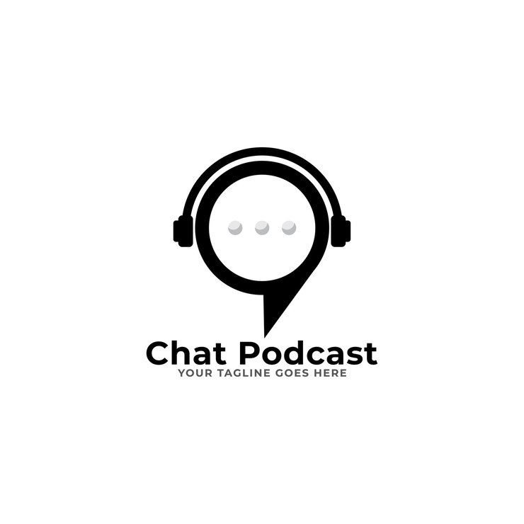 Vector diseño de logotipo de podcast o radio usando el micrófono y el icono de chat o charla de burbujas
