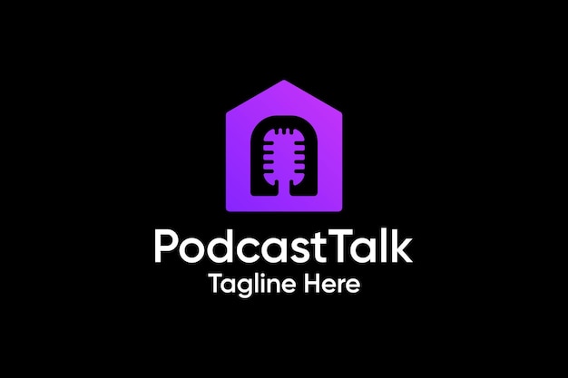 Vector diseño de logotipo de podcast talk house para empresas