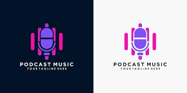 Diseño de logotipo de podcast con vector premium de concepto creativo