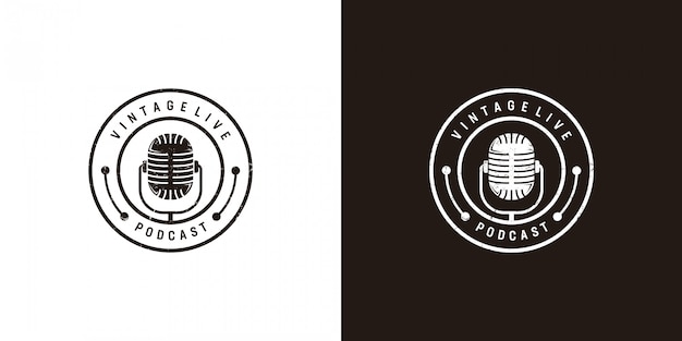 Diseño de logotipo de podcast en vintage