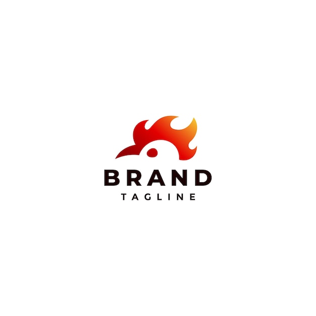Diseño de logotipo de pollo caliente simple cabeza de gallo silueta ardiente diseño de logotipo