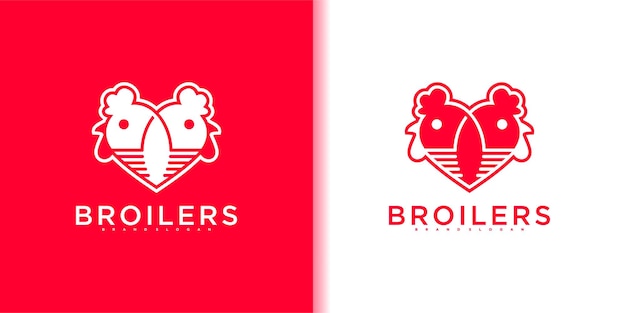 Diseño de logotipo de pollo de engorde abstracto con estilo de elemento moderno vector premium