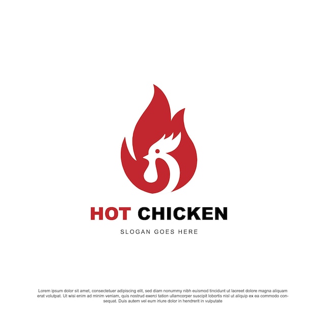 Diseño de logotipo de pollo picante caliente