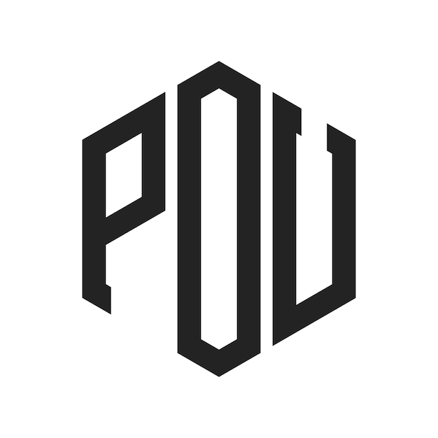 Diseño del logotipo POU Letra inicial POU Monograma Logotipo con forma de hexágono