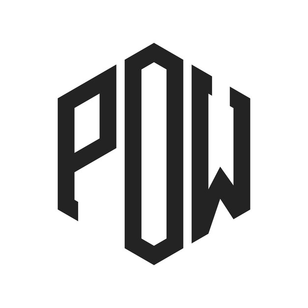 Diseño del logotipo POW Letra inicial POW Monograma Logotipo con forma de hexágono
