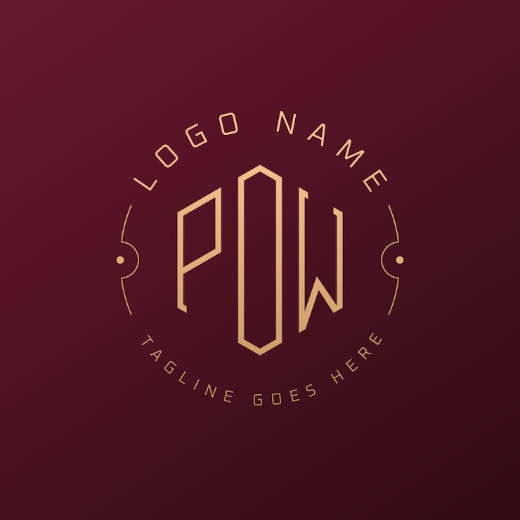 Vector diseño de logotipo de pow de lujo carta elegante pow monograma logotipo minimalista poligono plantilla de diseño de logotipo pow