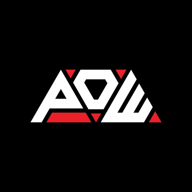 El diseño del logotipo del POW triángulo con forma de triángulo, el diseño del monograma, el logotipo del triángulo de POW con color rojo, el logotip de POW triangular, el diseño sencillo, elegante y lujoso del logotipo POW.