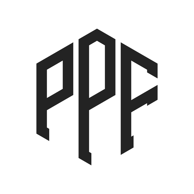 Diseño del logotipo PPF Letra inicial PPF Monograma Logotipo con forma de hexágono