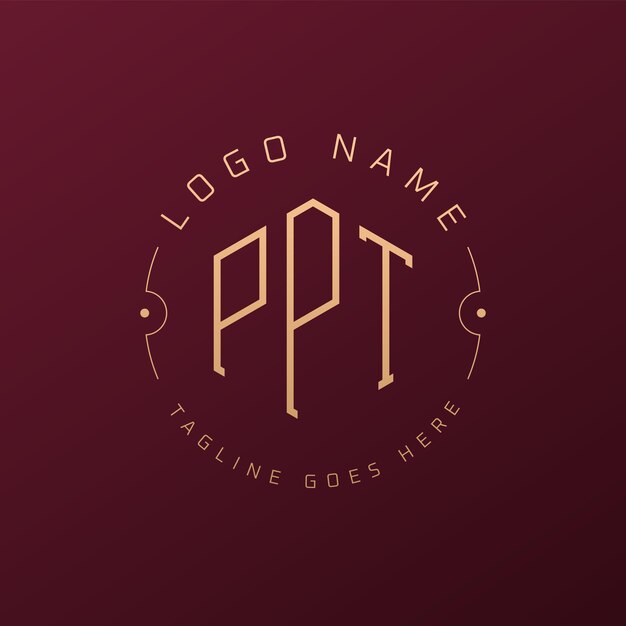 Diseño de logotipo de PPT de lujo Letra elegante PPT Monograma Logotipo minimalista Poligono Plantilla de diseño de logotipo PPT