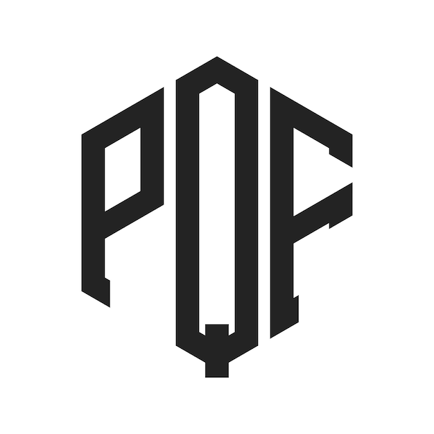 Diseño del logotipo de PQF Letra inicial PQF Monograma Logotipo con forma de hexágono