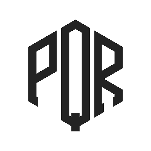 Diseño del logotipo PQR Letra inicial PQR Monograma Logotipo con forma de hexágono