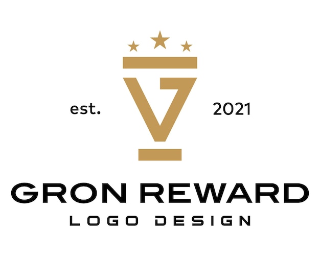 Diseño de logotipo de premio de trofeo de monograma de letra G.