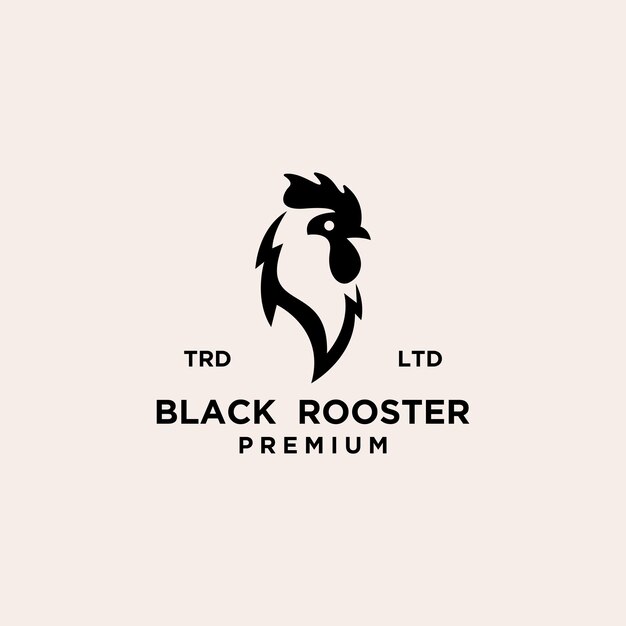 Diseño de logotipo premium de cabeza de gallo negro