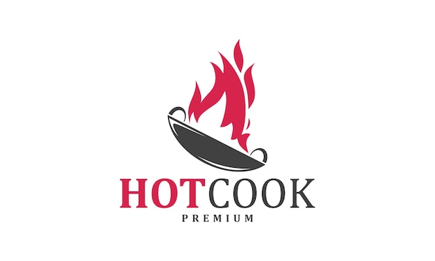 diseño de logotipo premium de cocina caliente. La ilustración de cocina caliente se puede utilizar para logotipos de restaurantes.