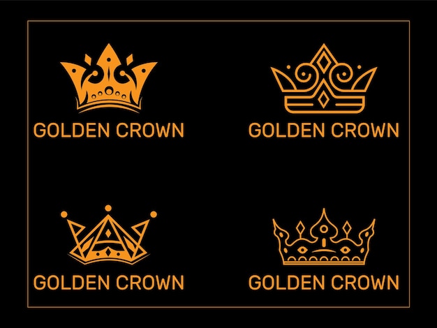 Diseño de logotipo premium de corona dorada de vector gratis o plantilla de diseño de logotipo de corona de reina