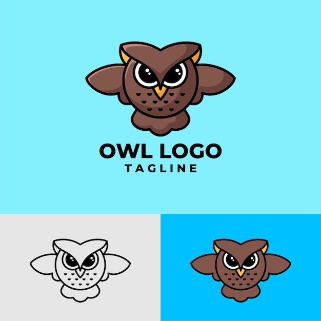 Diseño de logotipo premium de mascota de búho de dibujos animados simple y limpio