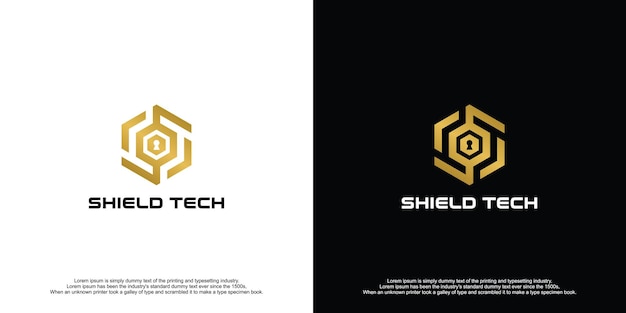 Vector diseño de logotipo premium shield tech