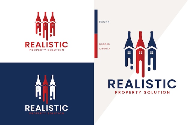 Diseño de logotipo premium de wine house real estate