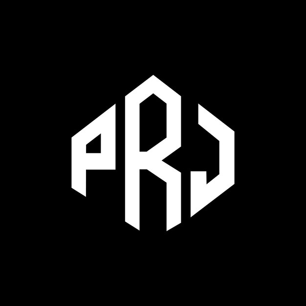 El diseño del logotipo de PRJ con letras en forma de polígono PRJ polígono y forma de cubo PRJ hexágono modelo de logotipo vectorial colores blanco y negro PRJ monograma negocio y logotipo de bienes raíces