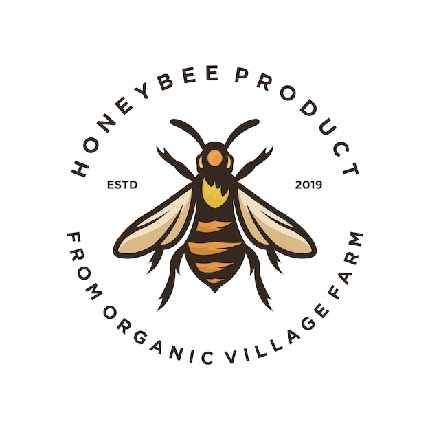 Vector diseño de logotipo para productos de miel o granjas de abejas