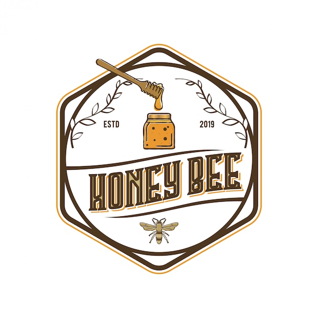 Diseño de logotipo para productos de miel o granjas de abejas.