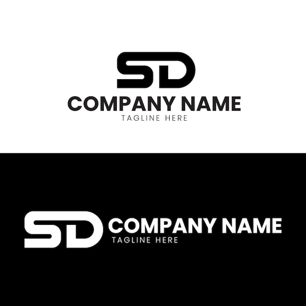 Diseño de logotipo profesional y minimalista de letras SD DS Editable en formato vectorial en blanco y negro C